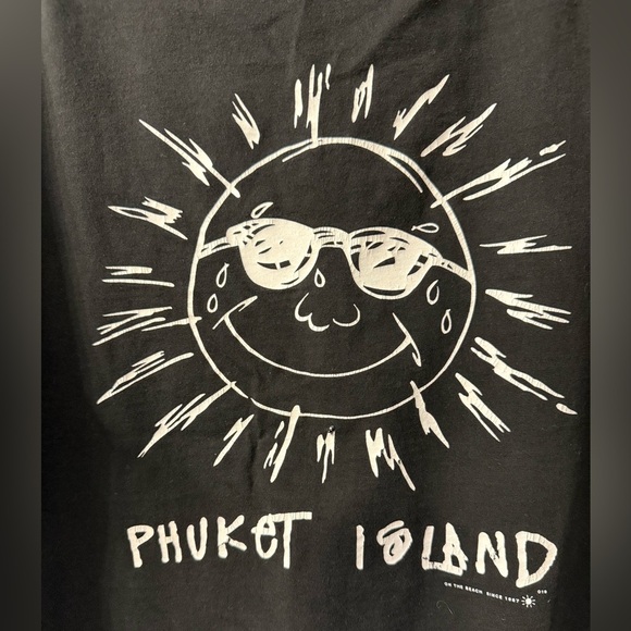 Men’s Phuket Island Black with white Graphics short sleeve T-Shirt Size large - Picture 4 of 8